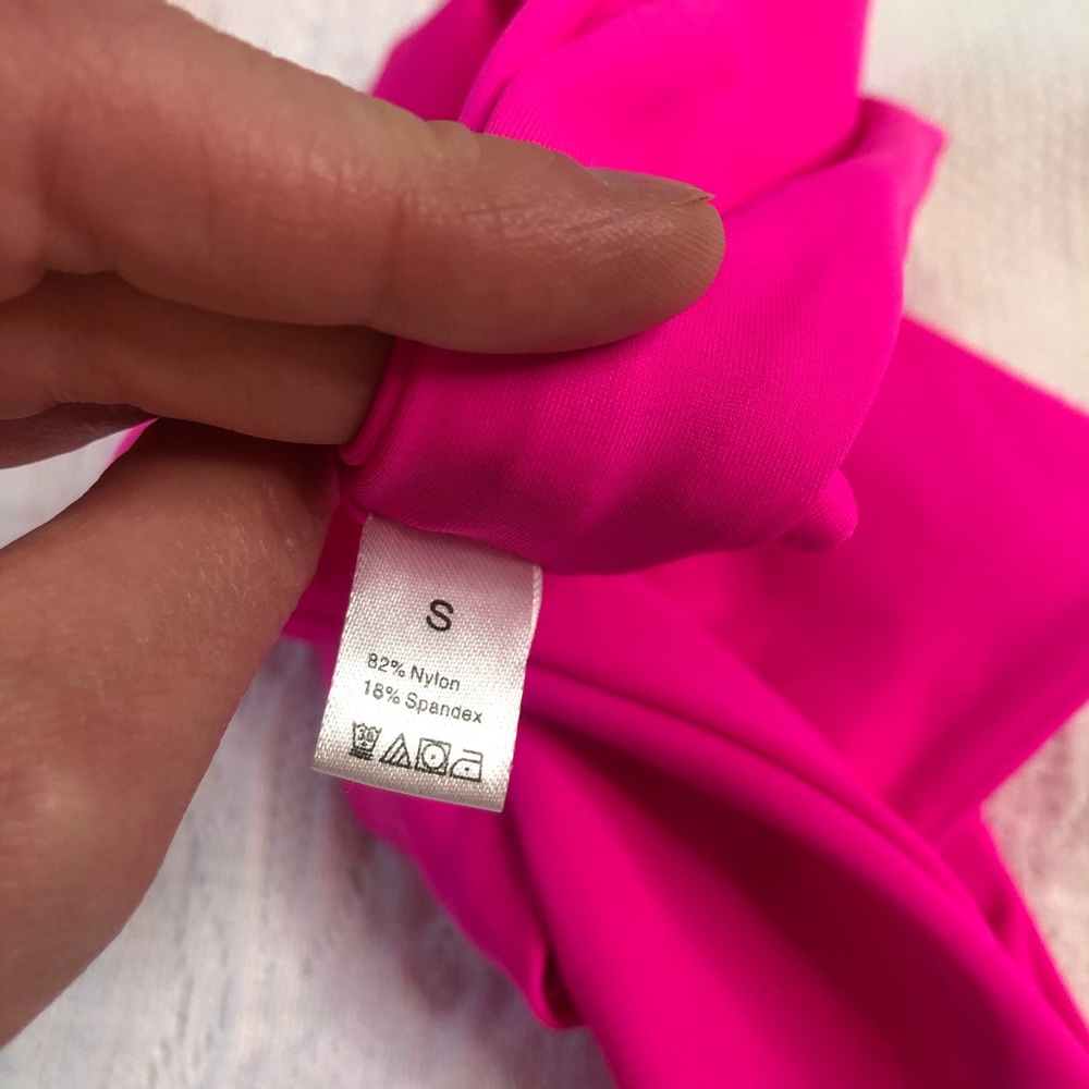 Pink Tie Knot Front High Waist Thong Bikini - Picture 10 of 11